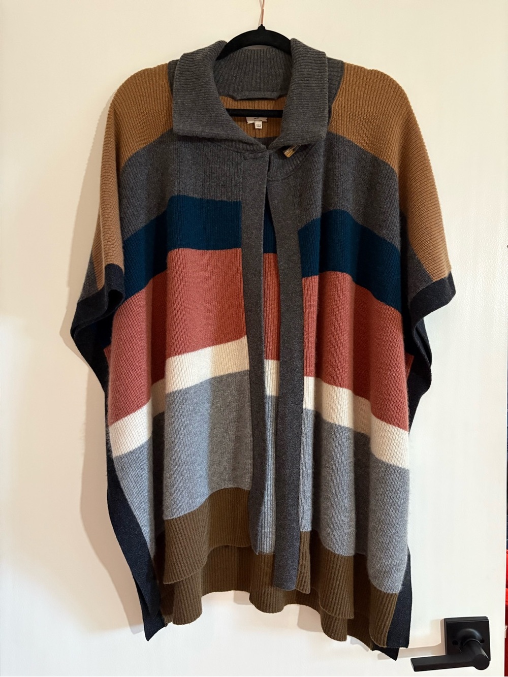 Wilfred Aritzia Cashmere Wool Poncho Cape Shawl Sweater Multicolor